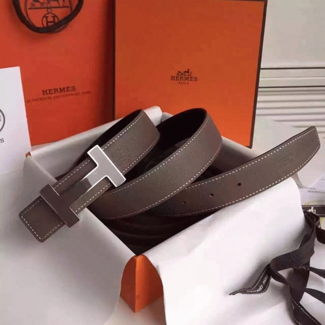 Fake Hermes Kits belt in grey epsom with Constance buckle angle 5