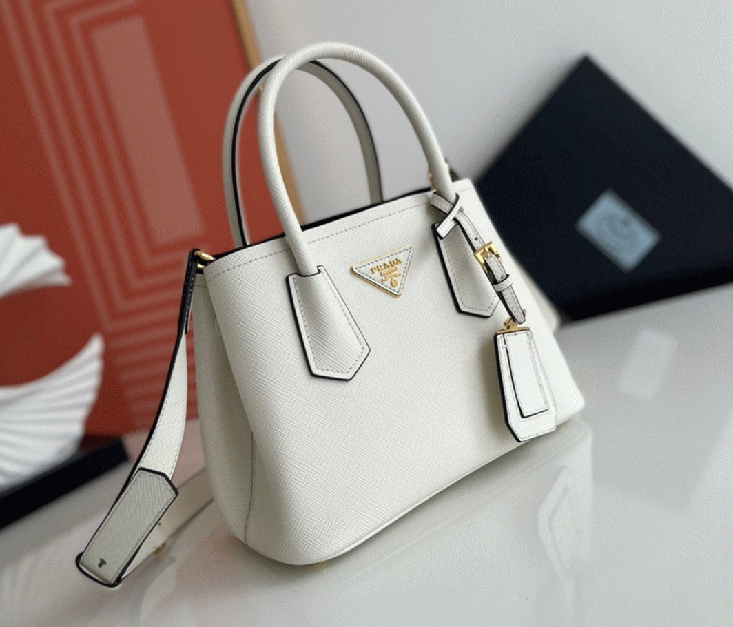 White Prada Double Mini Bag Replica angle 5