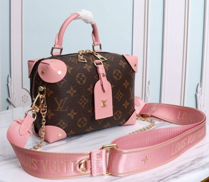 Louis Vuitton Monogram Canvas Petite Malle Souple Handbag In Peche angle 2