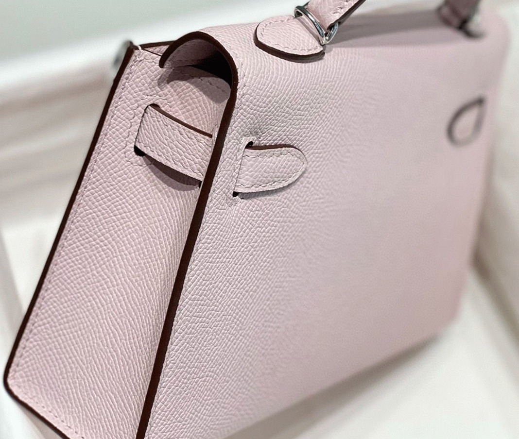 Hermes Kelly Mini II Bag Replica in Mauve Pale angle 5