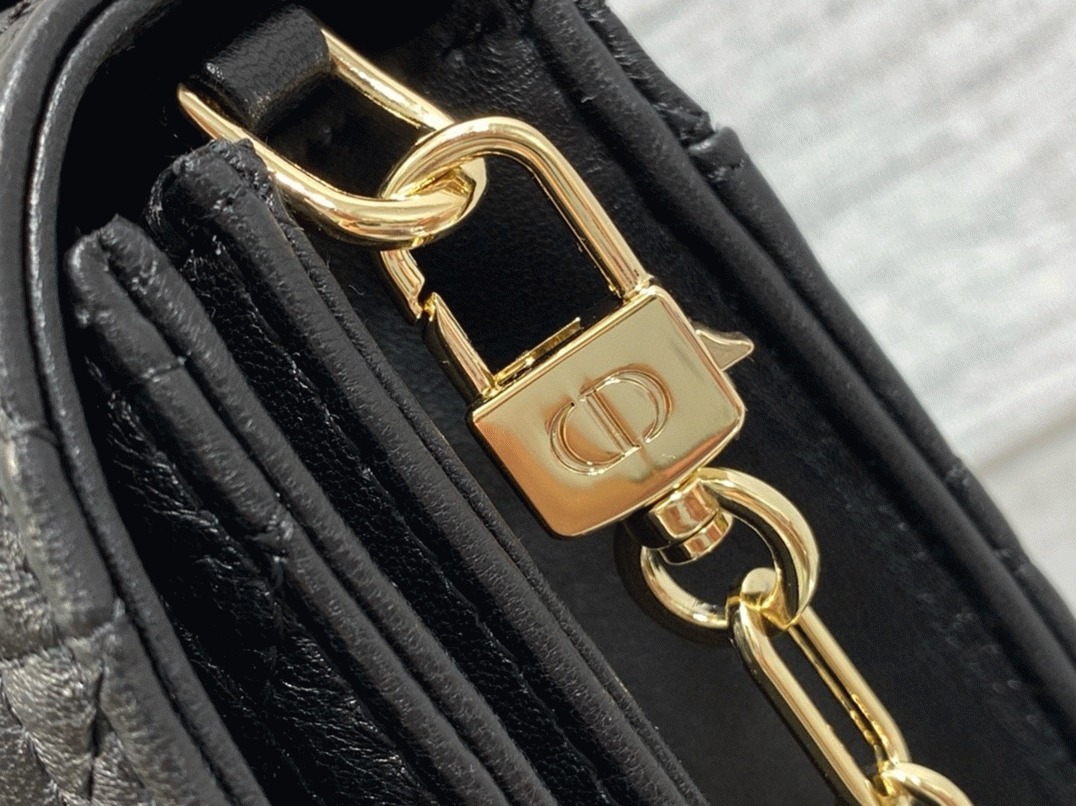 Dior Miss Dior Top Handle Bag Fake in Black Cannage Lambskin angle 2