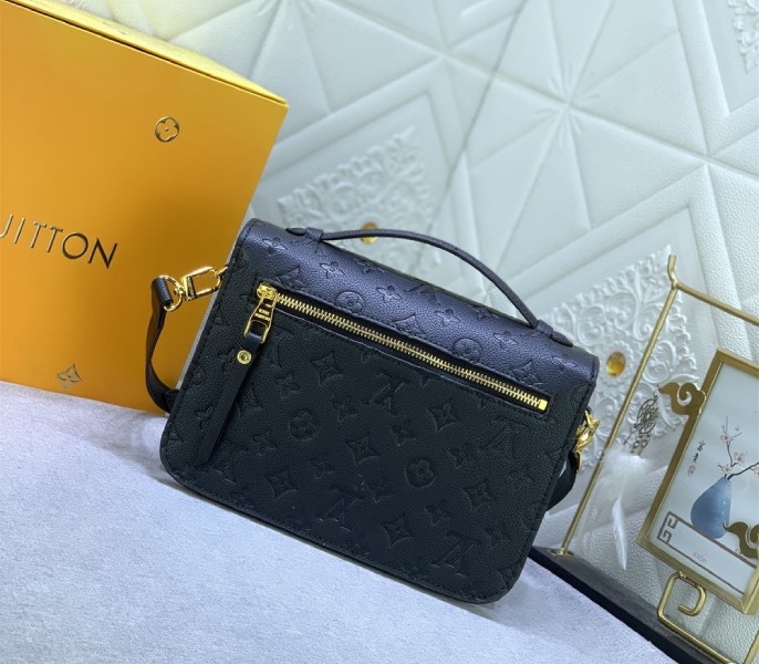 LV Monogram Empreinte Leather Metis In Black M41487 angle 3