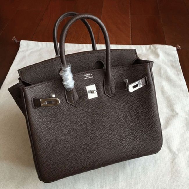 Hermes Birkin 25cm Handmade Knockoff Bag in Café Shade angle 3