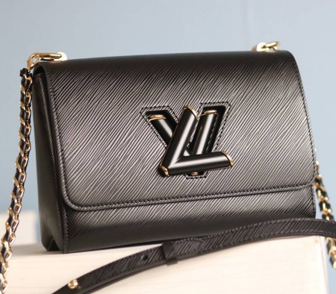 Louis Vuitton Epi Leather Twist MM Bag In Black angle 2
