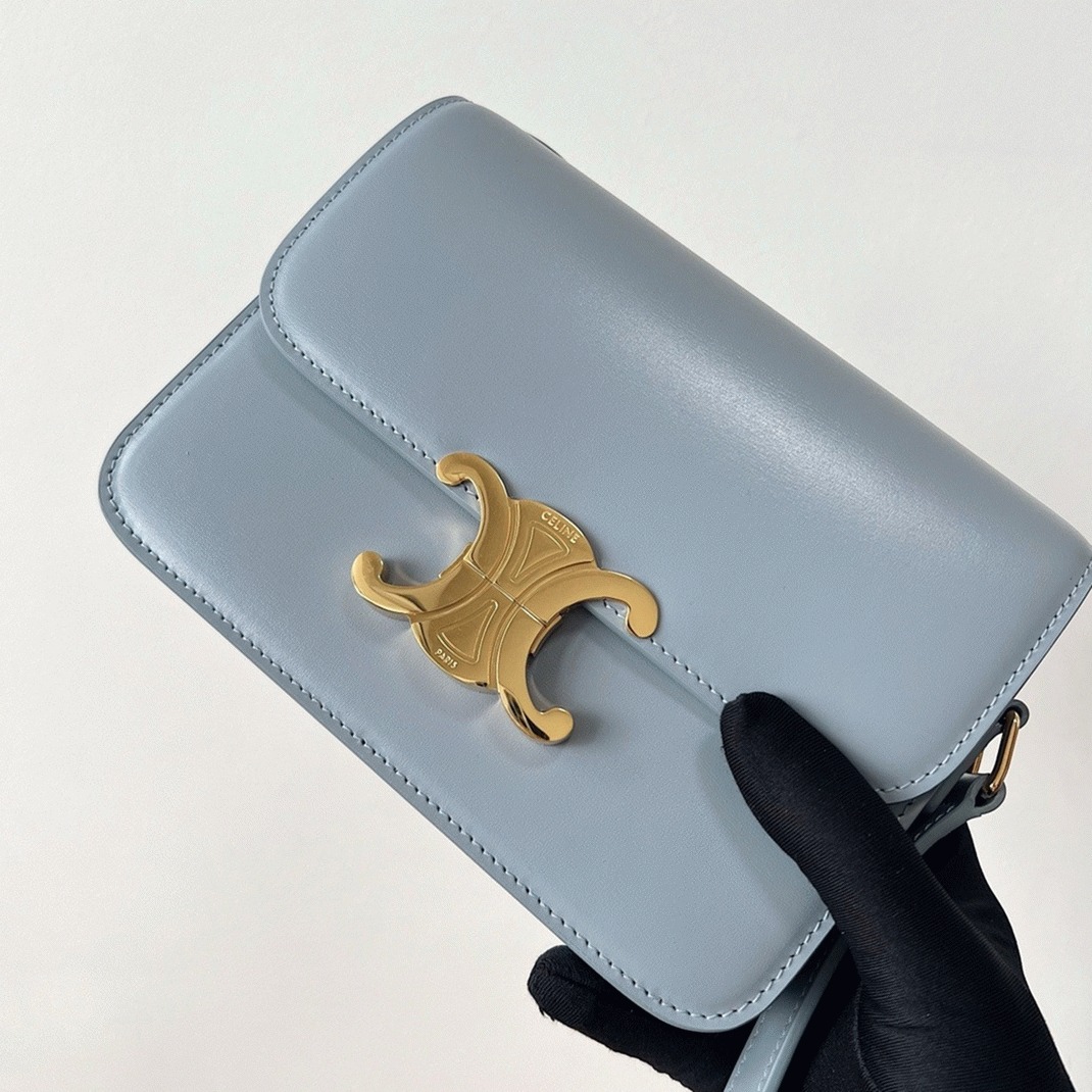 Top Quality Replica Celine Triomphe Teen Bag In Pale Blue angle 2