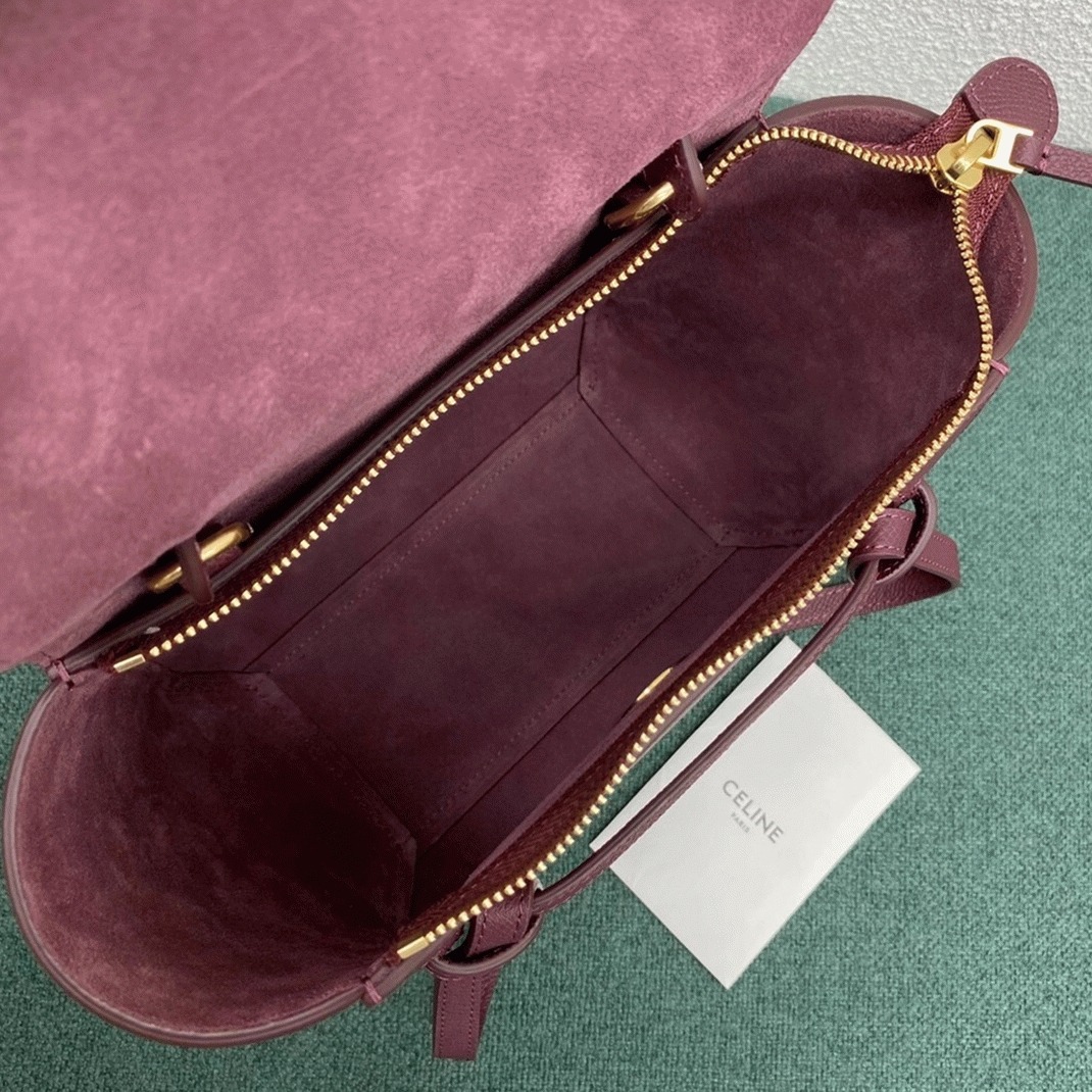 Celine Belt Nano Bag Fake in Bordeaux angle 2