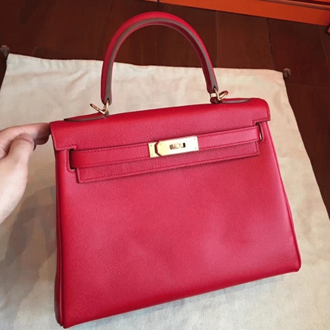 Red Epsom Replica Hermes Kelly 32cm Sellier Classic Bag