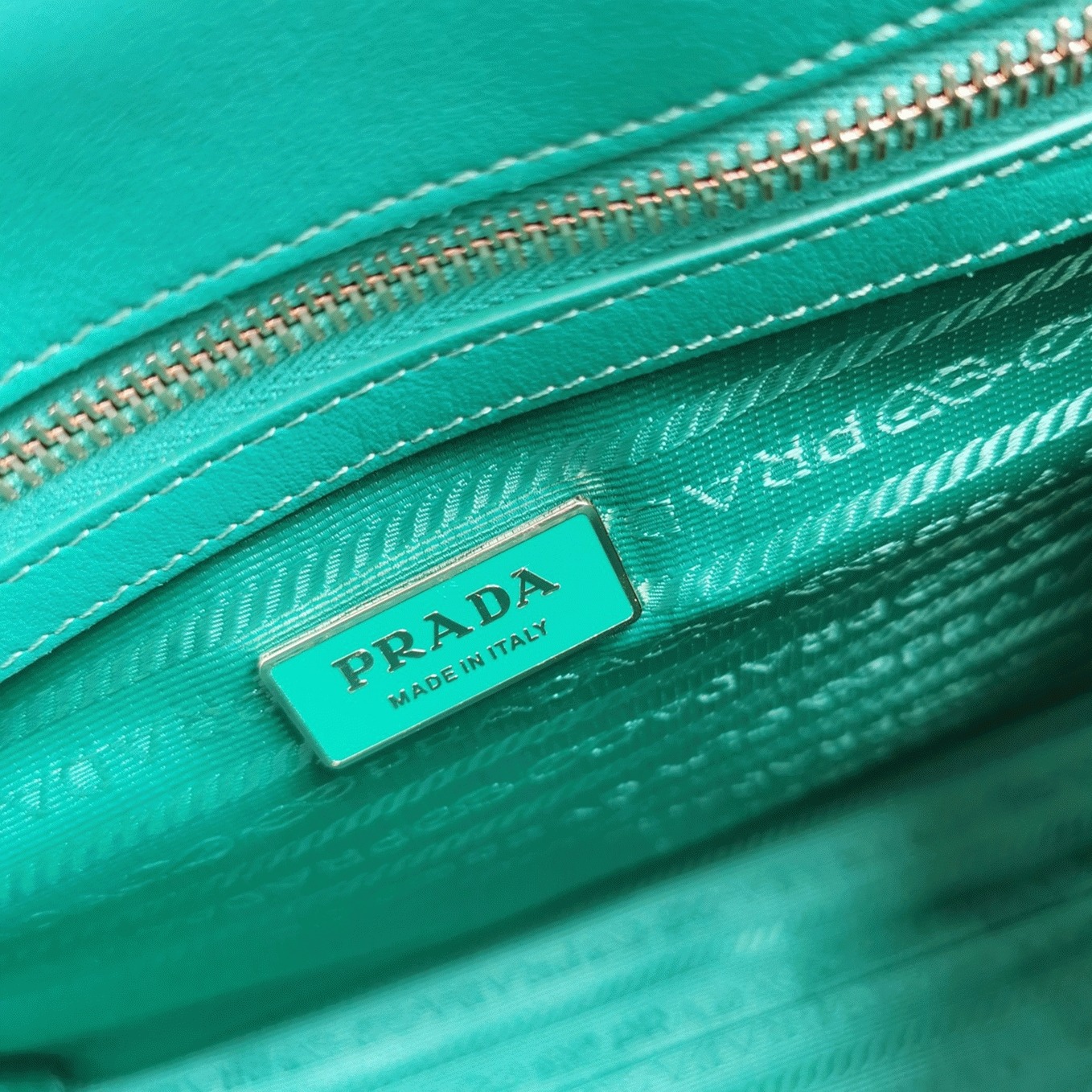 Prada Symbole Small Bag Replica in Green/White Jacquard Fabric angle 3