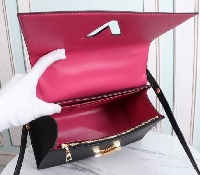 Louis Vuitton Twist One Handle MM Handbag In Black angle 5