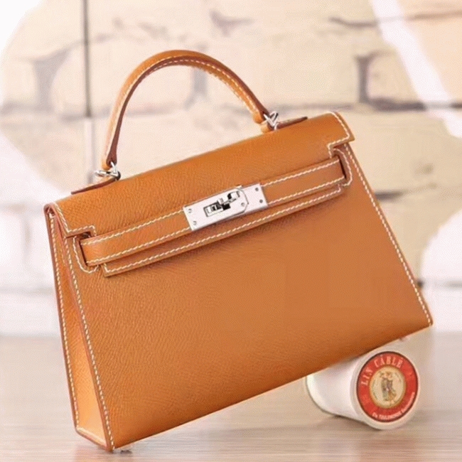 Brown Epsom Knockoff Hermes Kelly 20CM Elegant Handbag