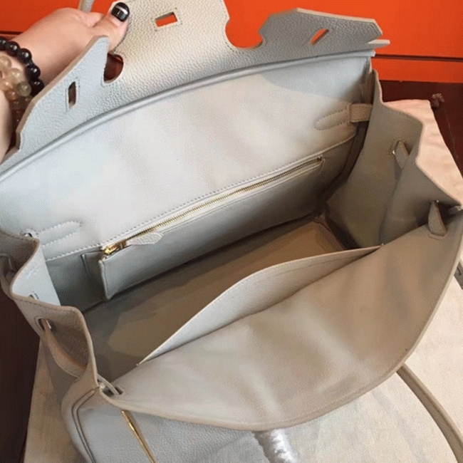 Pearl Grey Faux Luxury Hermes Birkin 35cm Purse angle 3