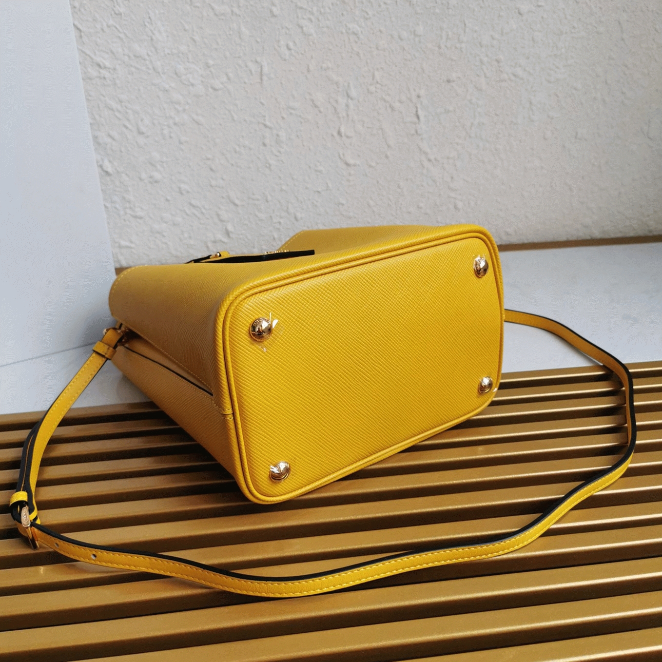 Yellow Prada Medium Panier Bag Fake angle 2