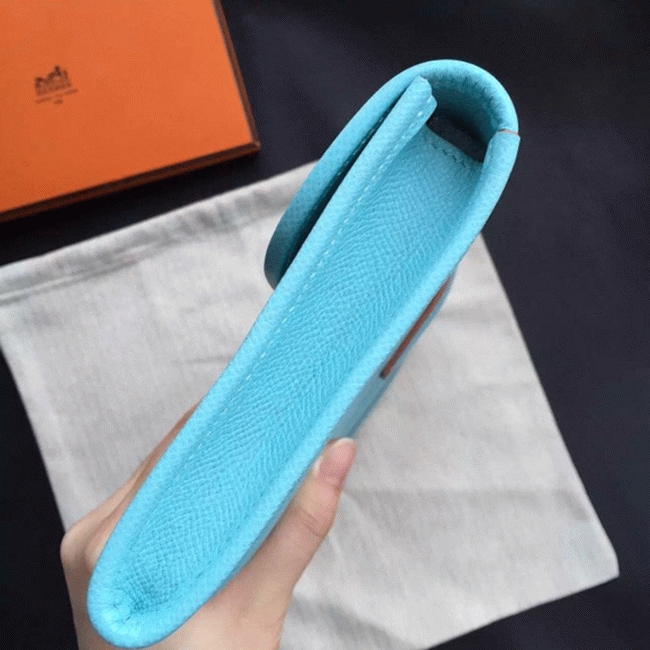 Celeste Epsom Fake Hermes Jige Elan 29 Sleek Clutch Bag angle 2