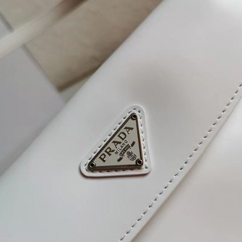 White Prada Cleo Flap Bag Replica angle 5