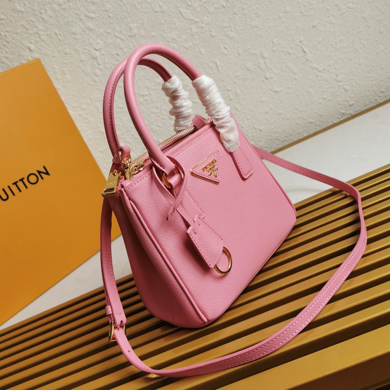 Pink Prada Mini Galleria Bag Fake angle 4