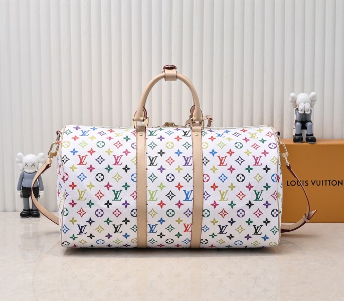 LV X TM Multicolored Keepall Bandouliere 50 In White angle 5