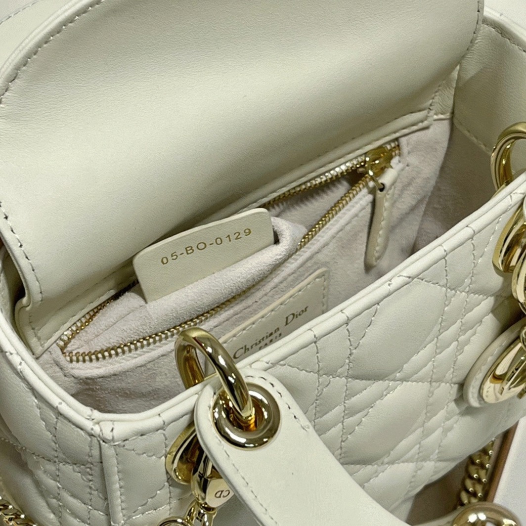 Dior Lady Dior Mini Bag Fake in White angle 2