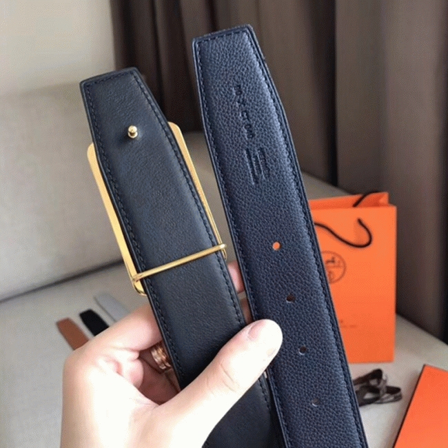 Replica Hermes Officier belt buckle in navy blue angle 4