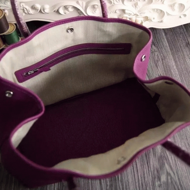 Purple Fake Hermes Garden Party 36cm Tote with Bold Hue angle 2