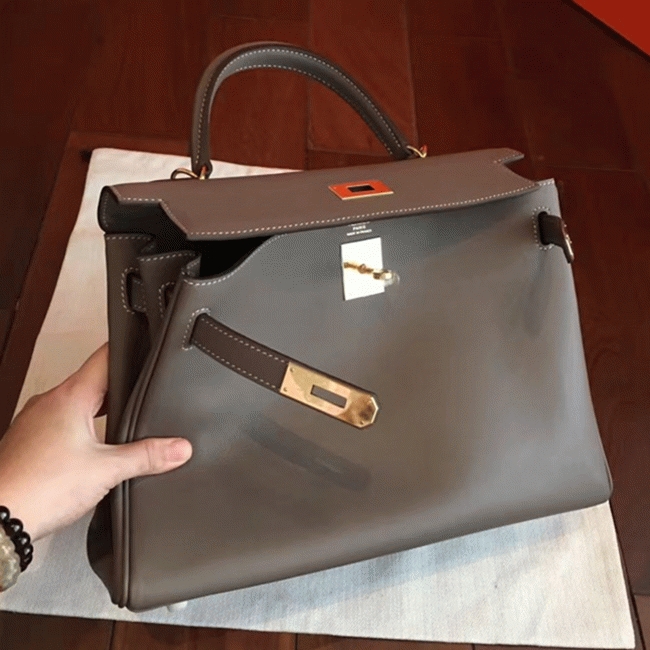 Etoupe Swift Copy Luxury Hermes Kelly Retourne 32cm Handbag angle 4