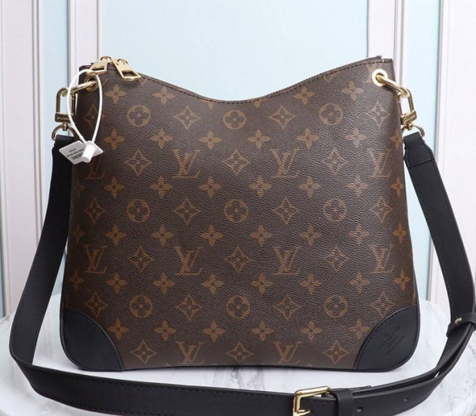 Louis Vuitton Monogram Canvas Odeon MM Bag In Black angle 5