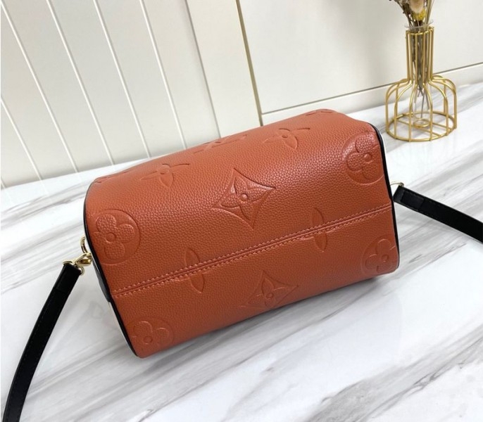 Louis Vuitton Monogram Empreinte Wild At Heart Speedy 25 Bandouliere Handbag In Caramel Brown angle 4