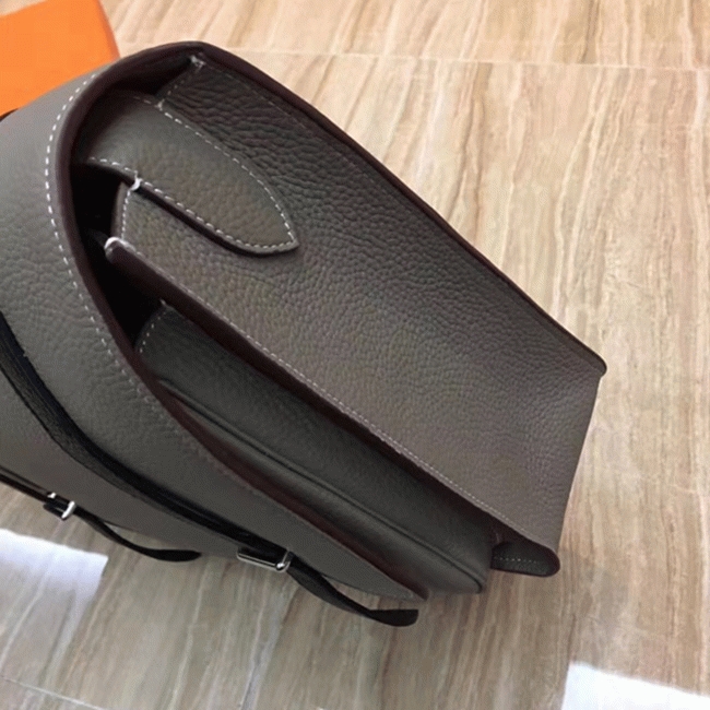 Grey Bicolor Imitation Hermes Steve Messenger Bag angle 2