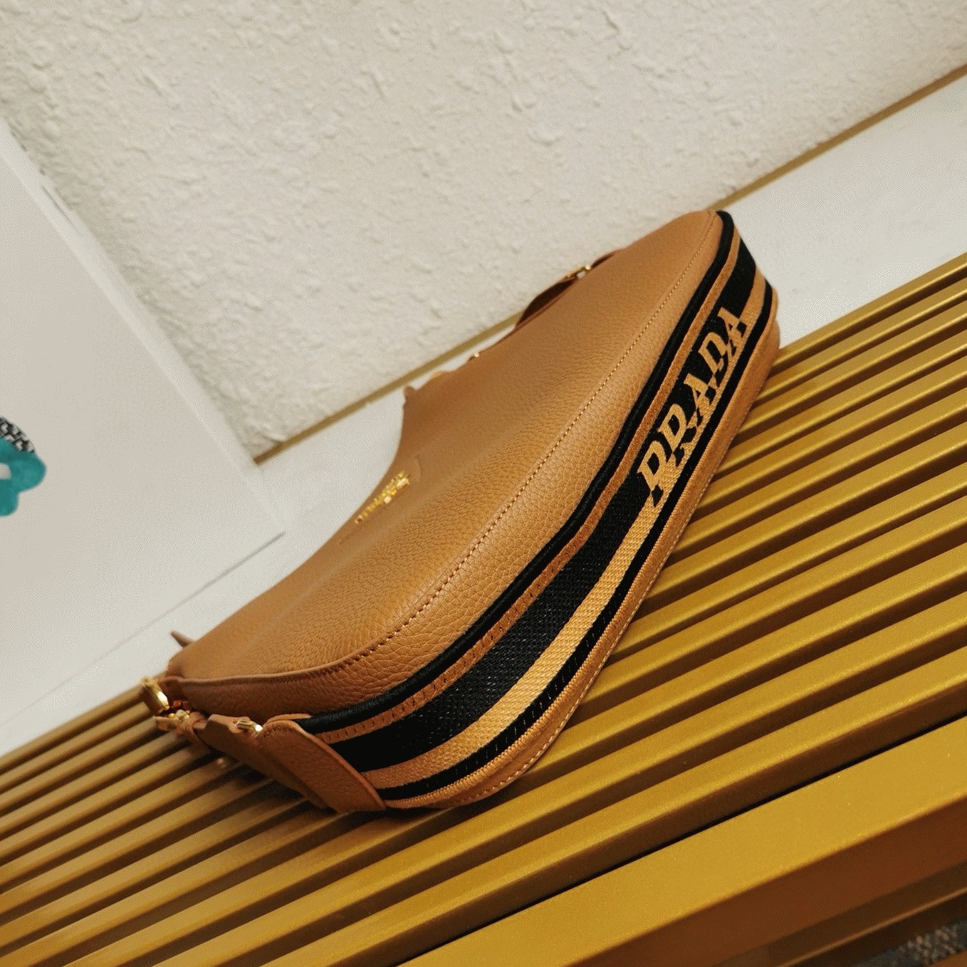 Designer Prada Shoulder Bag Replica in Brown angle 2