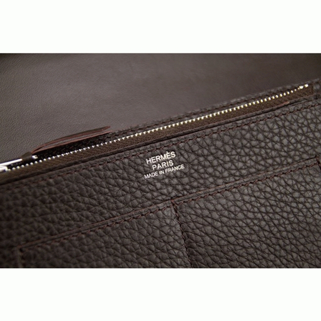 Chocolate knockoff Hermes Dogon combine wallet angle 3