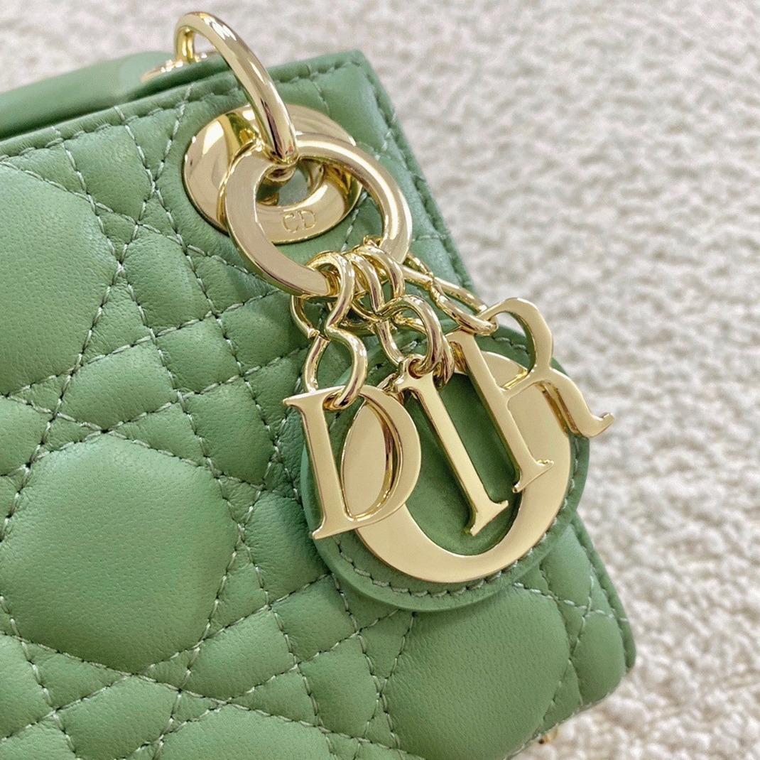 Dior Lady Dior Micro Bag Knockoff in Mint Cannage Lambskin angle 2