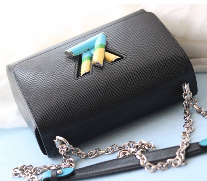 Louis Vuitton Epi Leather Twist MM Limited Edition Bag In Black angle 3