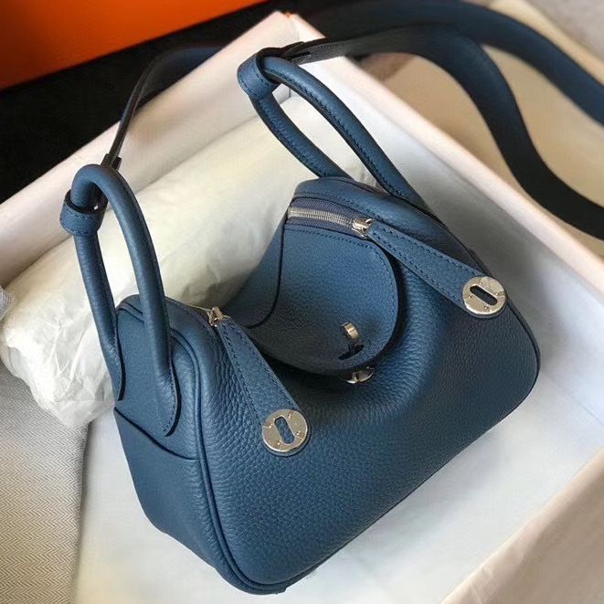 Replica Hermes Lindy Mini handbag in blue agate