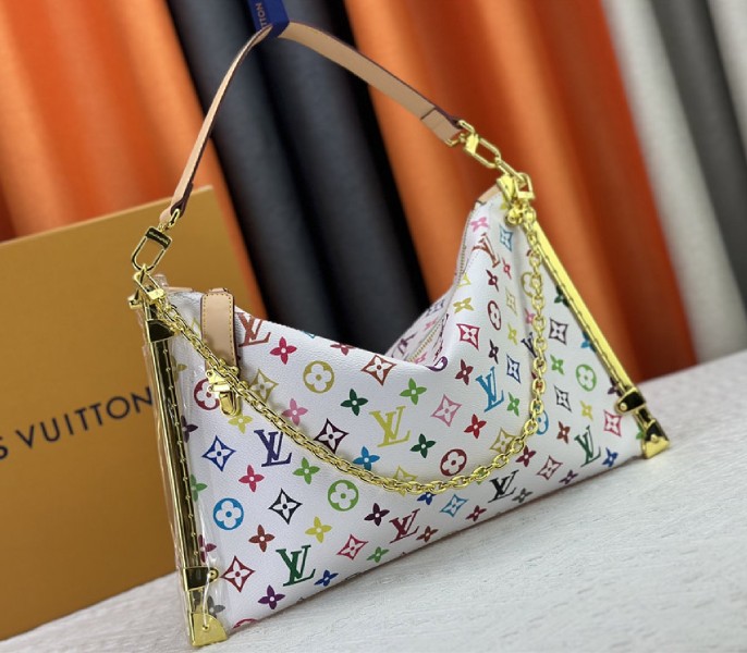 Louis Vuitton X TM Multicolored Lucky Trunk In White angle 2