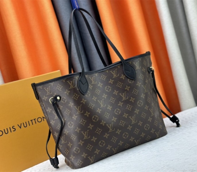 Louis Vuitton Neverfull Bandouliere Inside Out MM Tote In Monogram Canvas And Black Leather angle 3