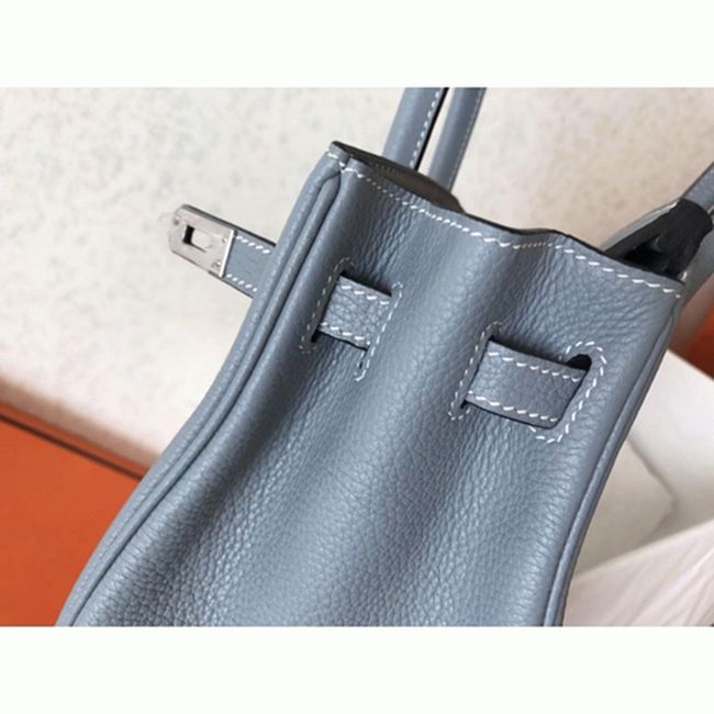 Hermes Birkin 25cm Blue Lin High-End Copy angle 4