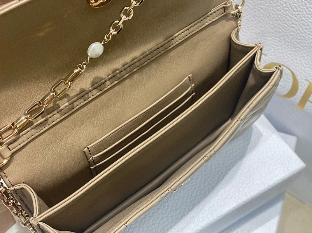 Dior Miss Dior Mini Bag Replica in Beige Cannage Lambskin angle 2