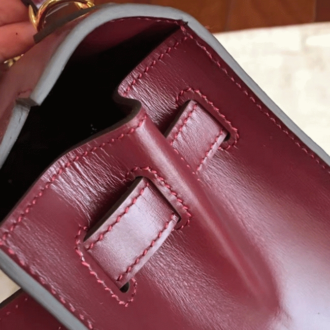 Bordeaux Box Fake Designer Hermes Kelly Retourne 28cm Vintage-Inspired Bag angle 5