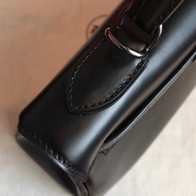 So Black Imitation Hermes Kelly Retourne 32cm French Style Bag angle 5