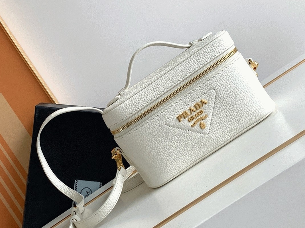 Prada Mini Vanity Bag Knockoff in White angle 3