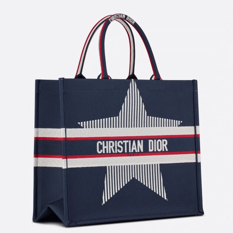 Dior Large Book Tote Bag Replica in DiorAlps Blue Three-Tone Embroidery