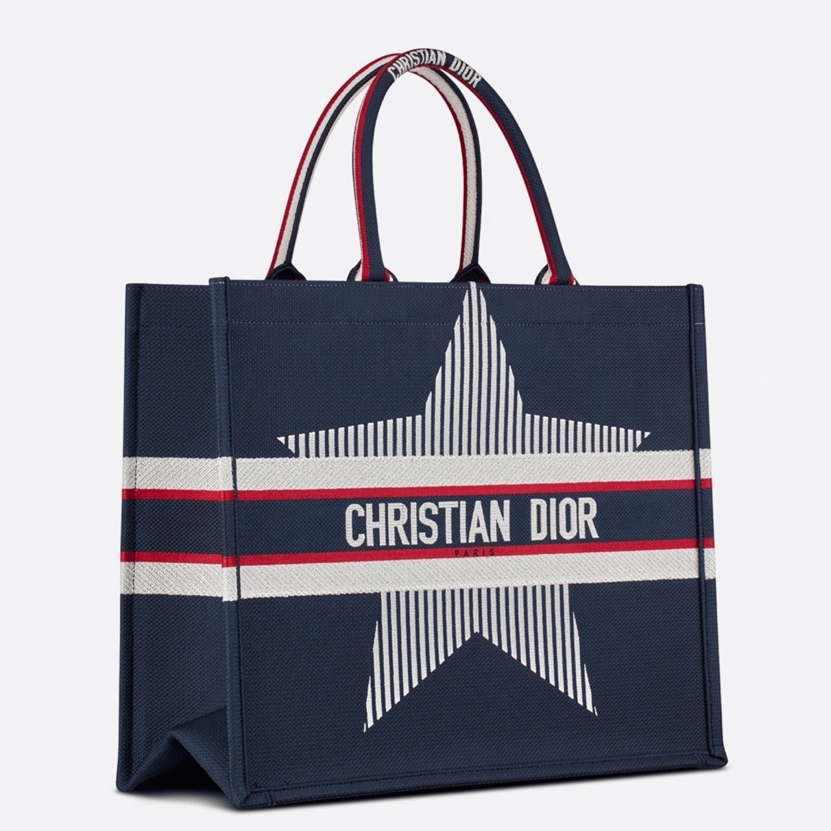 Dior Large Book Tote Bag Replica in DiorAlps Blue Three-Tone Embroidery