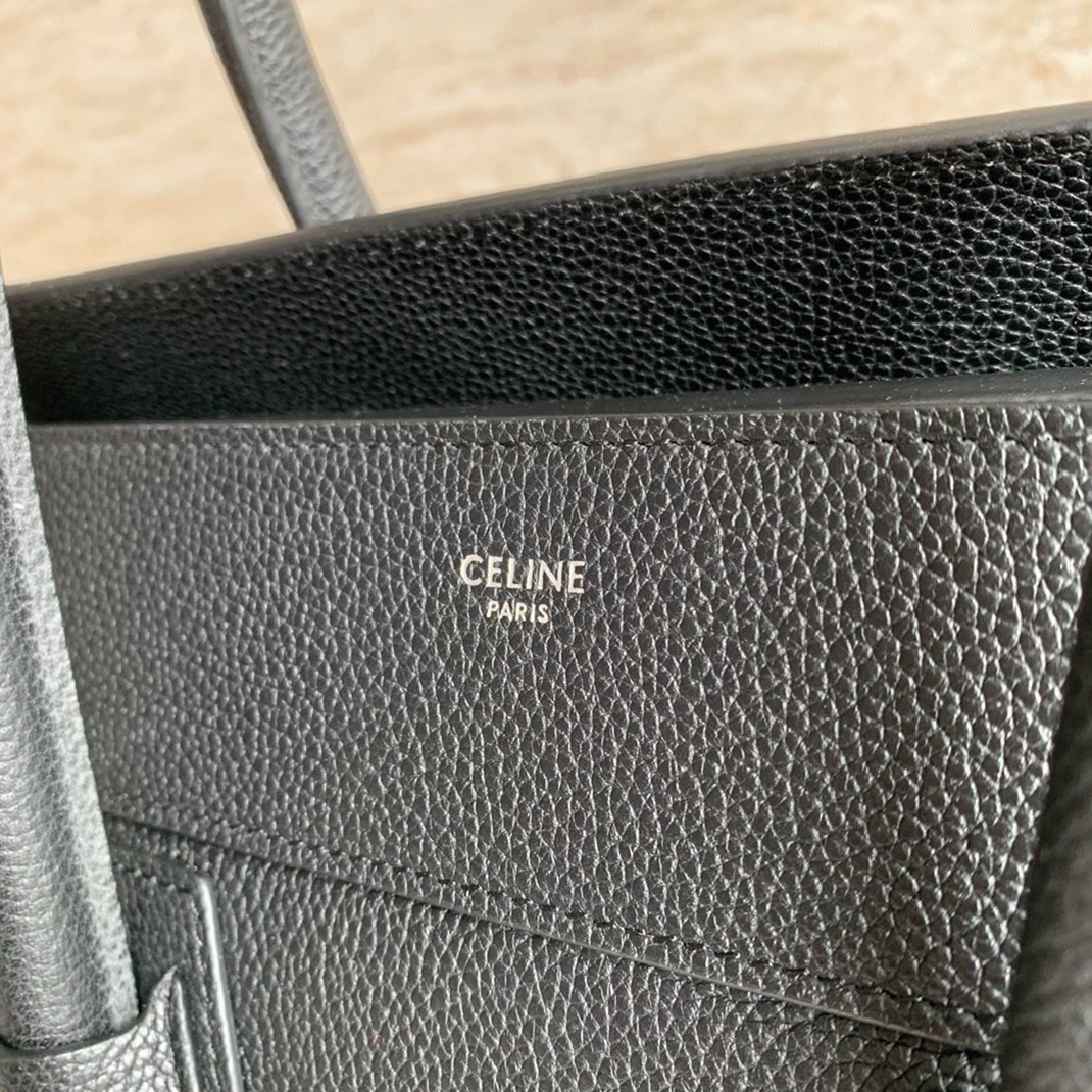 Celine Mini Luggage Tote Bag Fake in Black angle 4