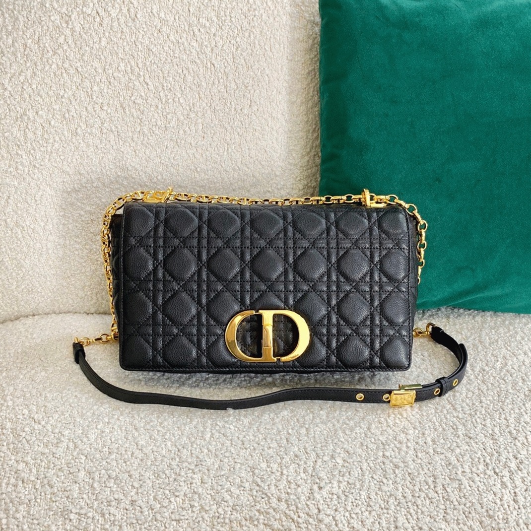Dior Caro Large Bag Fake in Black angle 5
