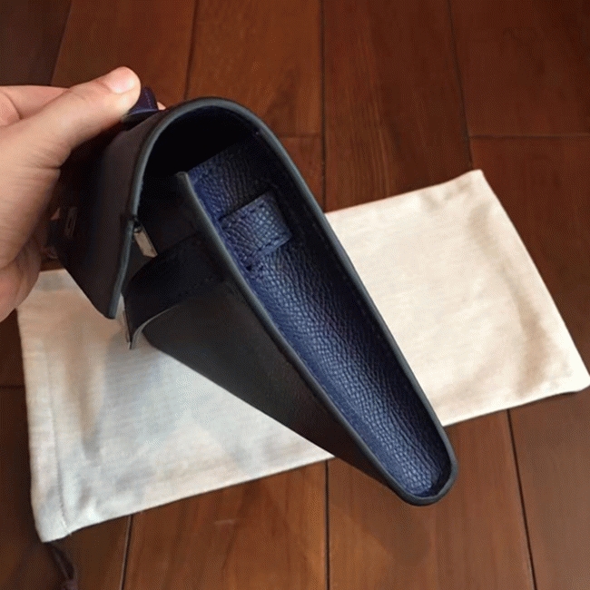 Sapphire Epsom Replica Hermes Kelly Cut Clutch Luxury Purse angle 2
