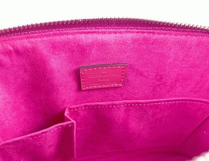 Louis Vuitton Epi Leather Alma PM Handbag In Pondichery Pink With Jacquard Strap angle 3