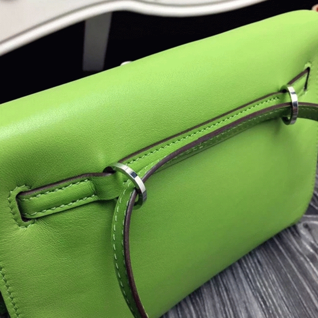 Green Swift Leather Top Replica Hermes Kelly Danse Convertible Bag angle 3