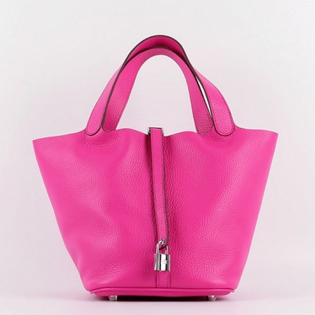 Rose red fake Hermes Picotin Lock handbag