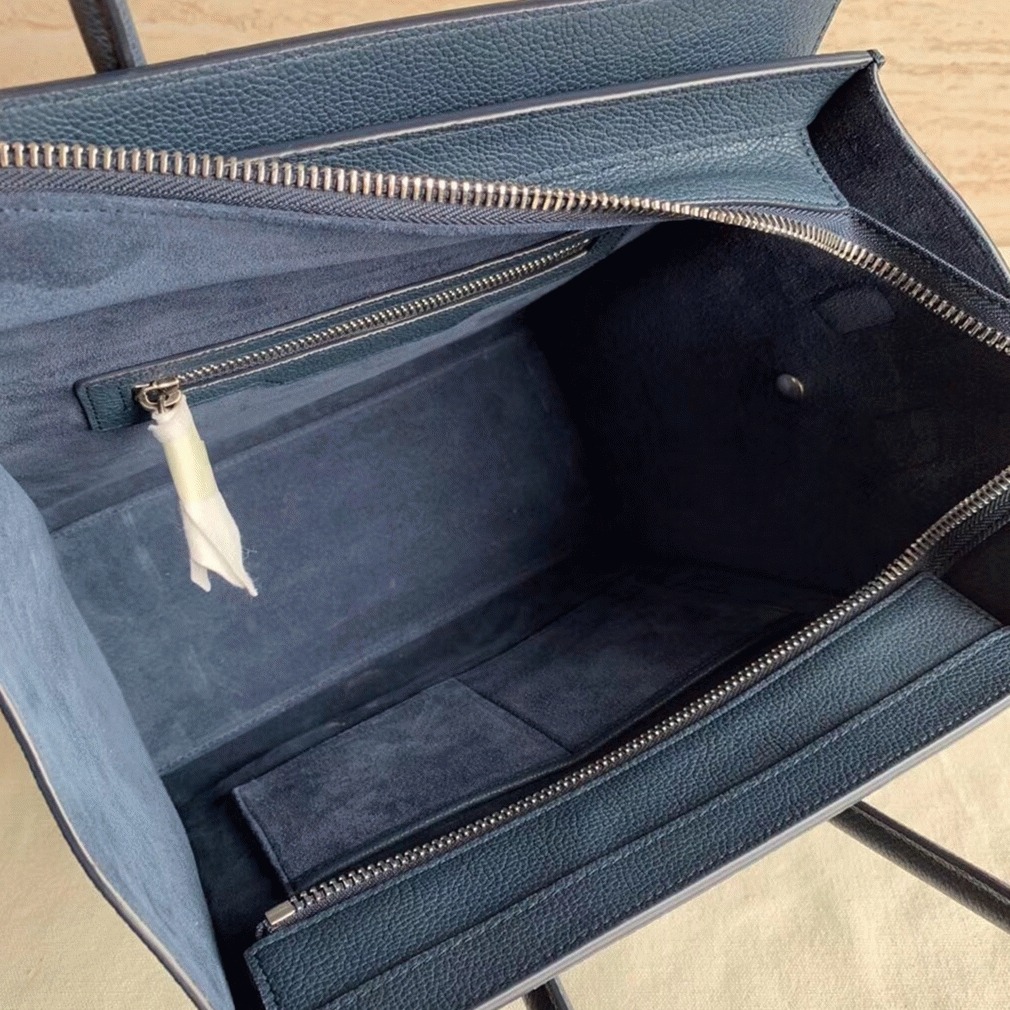 Celine Micro Luggage Tote Bag Imitation in Navy Blue angle 4