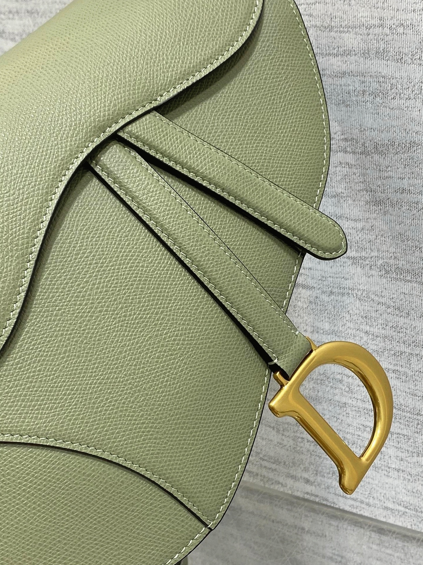 Dior Saddle Bag with Strap Imitation in Ethereal Green Grained Calfskin angle 3