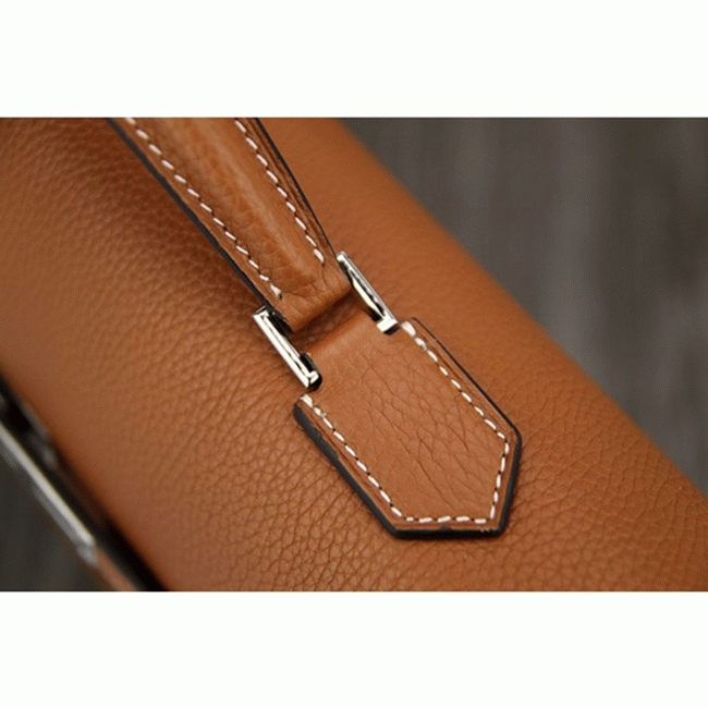 Brown Calf Leather Fake Hermes Kelly Depeche 38cm Briefcase angle 5